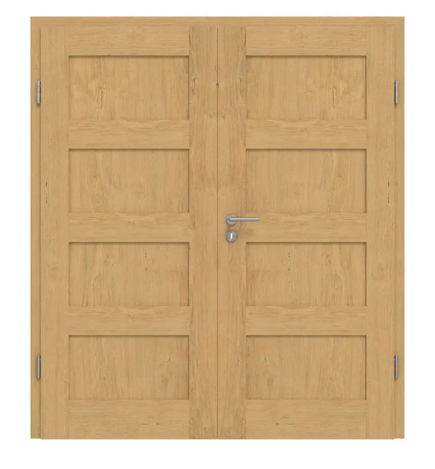 Drzwi dwuskrzydłowe TM-7 dąb bezsęczny drewno lite z ościeżnicą