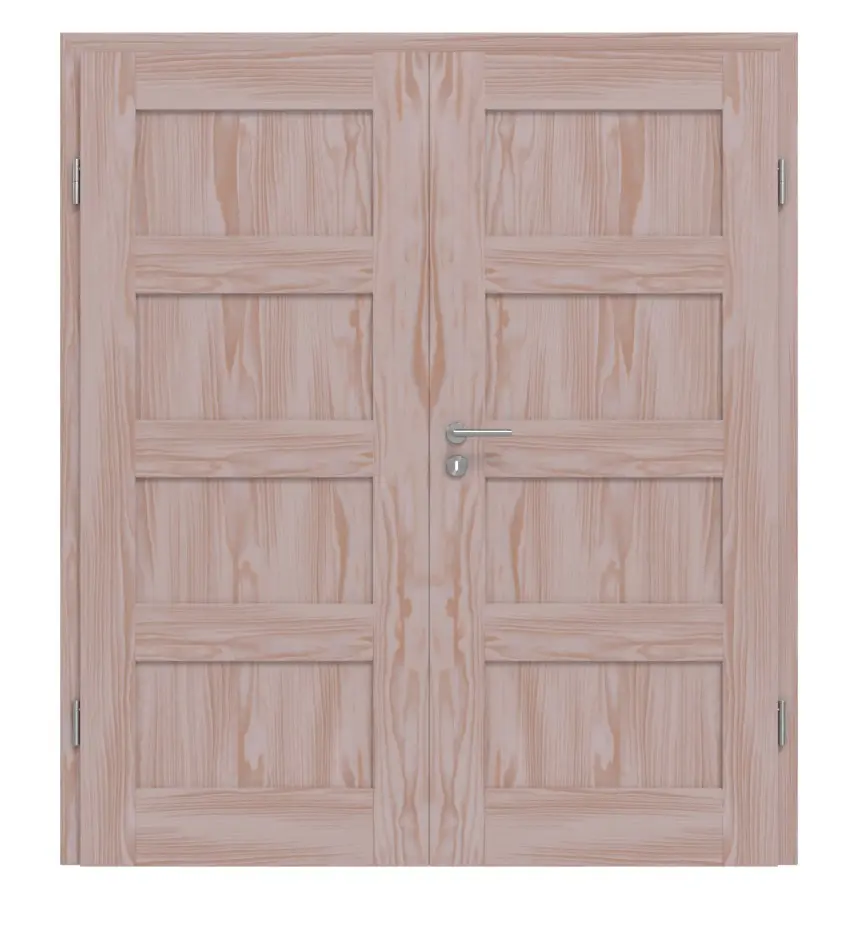 Drzwi 2-skrzydłowe TM-7 Świerk skandynawski bezsęczny drewno lite z ościeżnicą