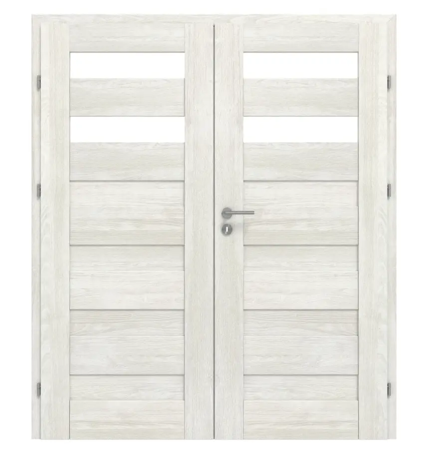 CLASSEN drzwi dwuskrzydłowe Tosca M2 jesion norweski CPL z przeszkleniem w zestawie z ościeżnicą