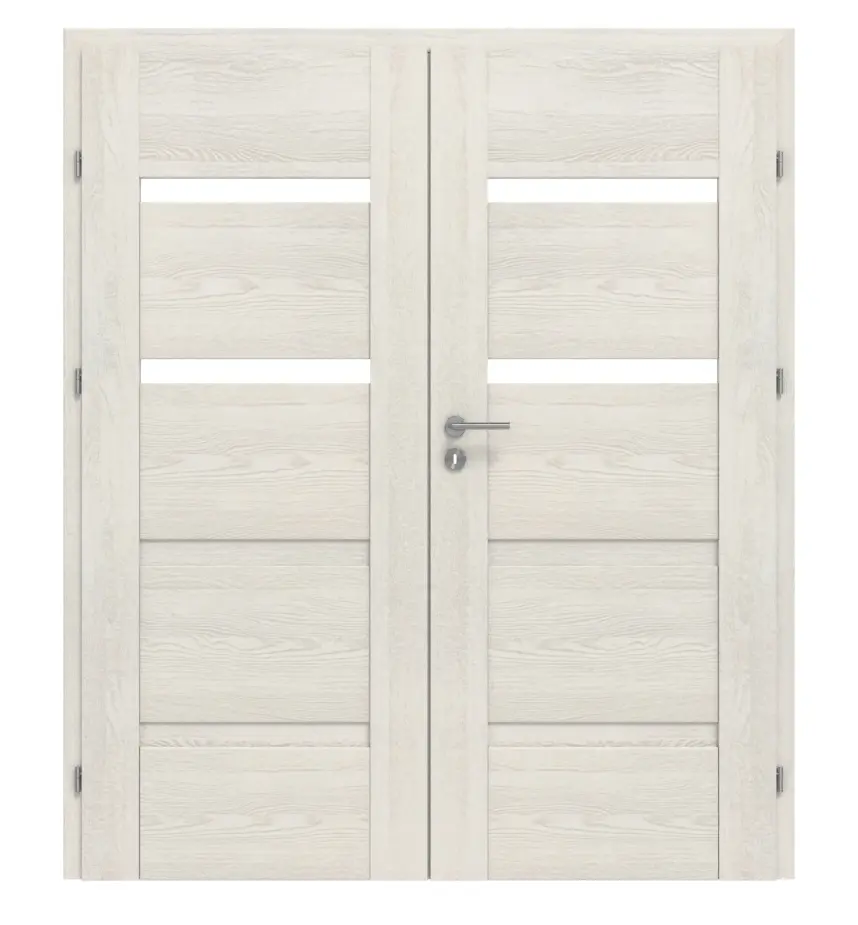 CLASSEN drzwi dwuskrzydłowe Tumula M2 jesion biały 3D Look z ościeżnicą