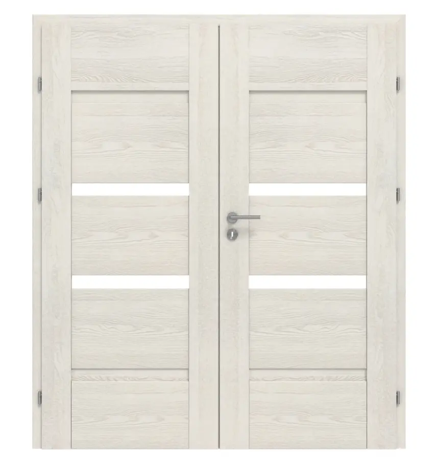 CLASSEN drzwi dwuskrzydłowe Tumula M4 jesion biały 3D Look wraz z ościeżnicą