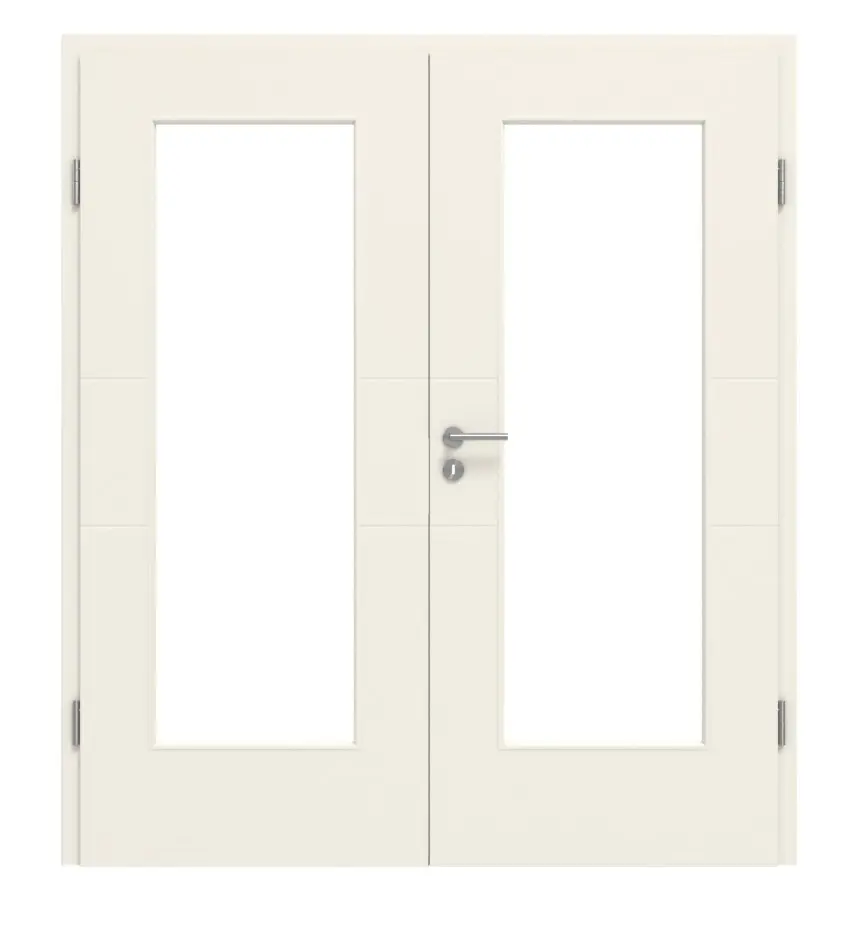KILSGAARD Drzwi podwójne Typ 17-12 F-W Białe lakierowane RAL 9010 z przeszkleniem z ościeżnicą