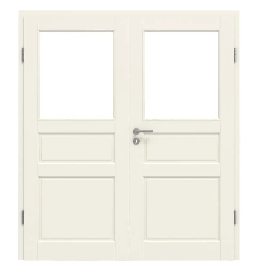 KILSGAARD Drzwi podwójne Typ 18-03 lakier biały RAL 9010 z przeszkleniem z ościeżnicą