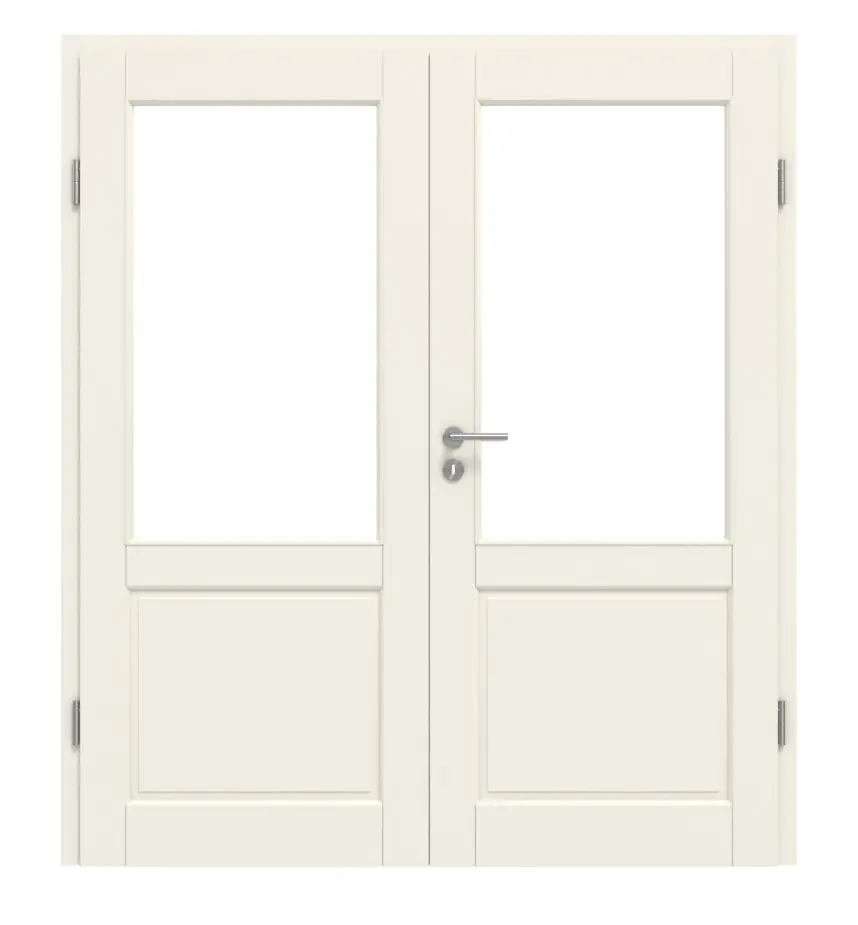 KILSGAARD drzwi podwójne Typ 18 Białe lakierowane RAL 9010 z przeszkleniem z ościeżnicą