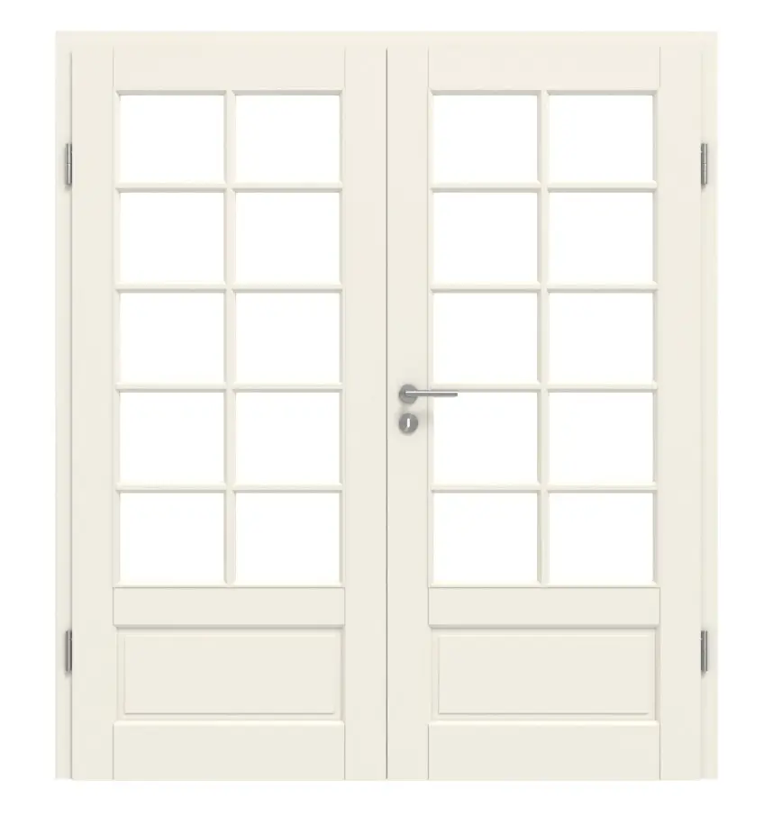 KILSGAARD drzwi podwójne Typ 18 białe lakierowane w RAL 9010 z przeszkleniem SP-10 z ościeżnicą