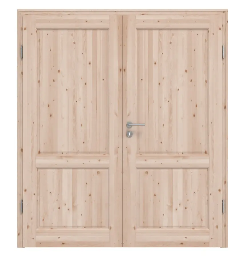KILSGAARD Drzwi podwójne Typ 02-02 Świerk Lite Drewno z ościeżnicą