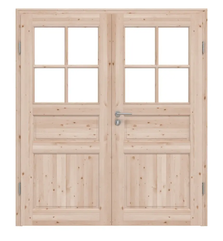 KILSGAARD drzwi 2-skrzydłowe Typ 02-03 Świerk drewno lite ze szprosem SP-4 z ościeżnicą