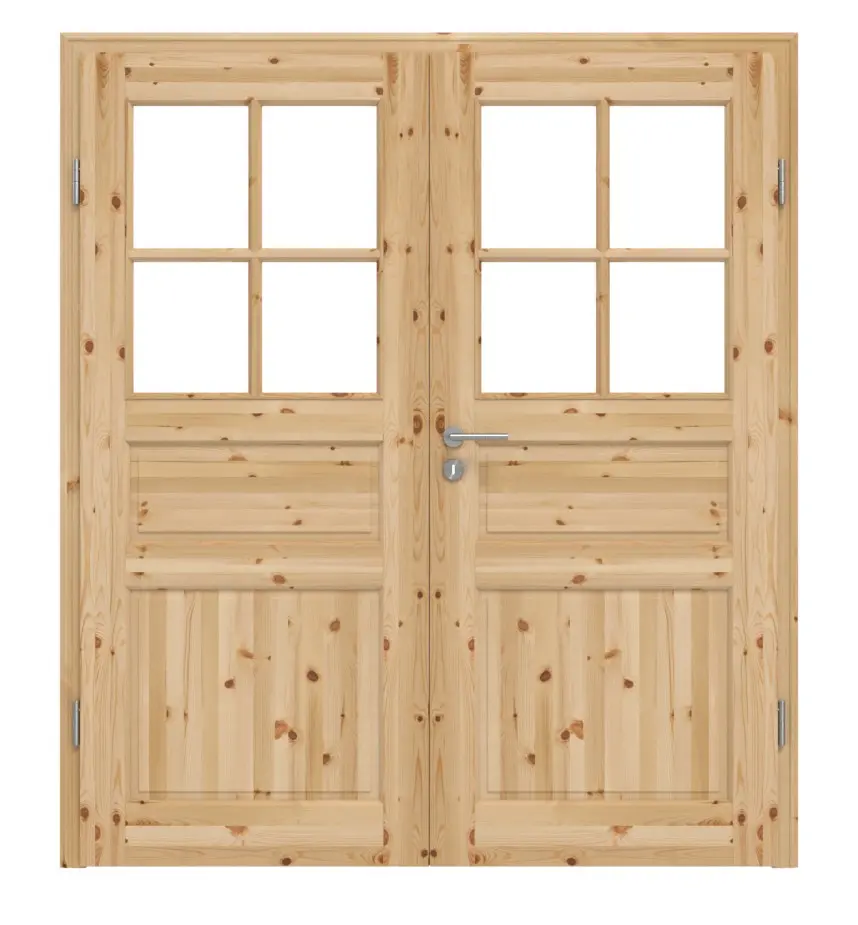 KILSGAARD Drzwi podwójne Typ 02-03 Sosna Lite drewno z przeszkleniem SP-4 z ościeżnicą