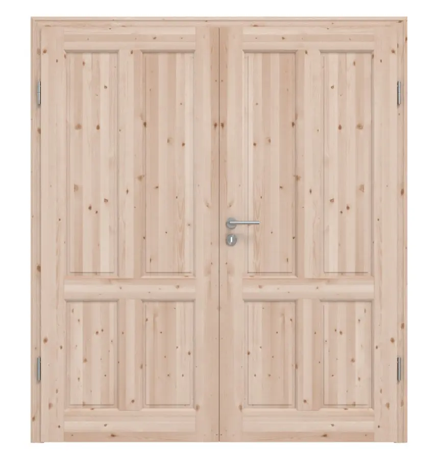 KILSGAARD Drzwi podwójne Typ 02-04 Świerk Lite Drewno z ościeżnicą