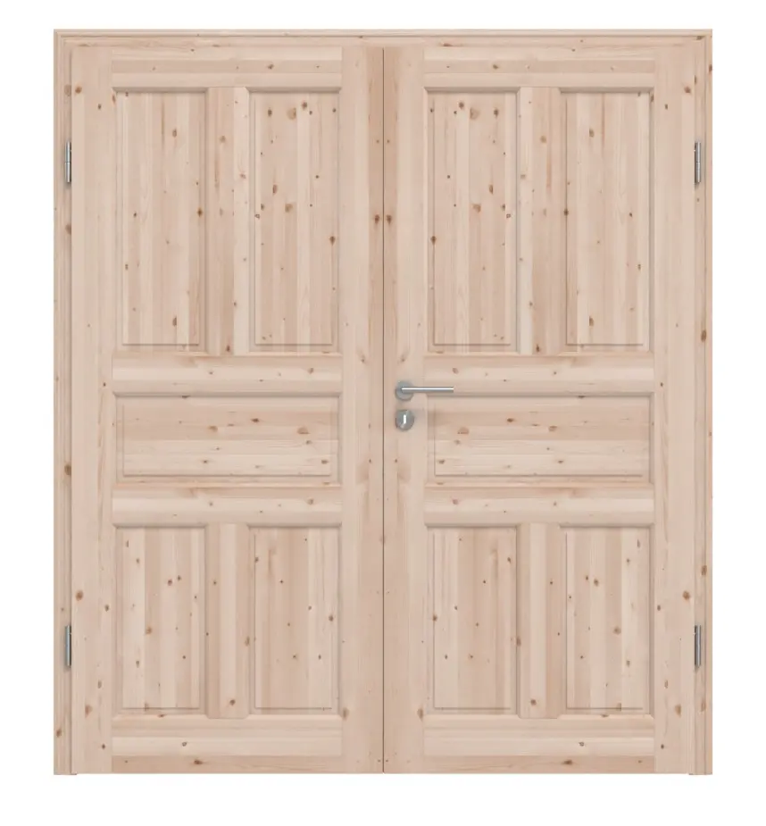 KILSGAARD drzwi dwuskrzydłowe typ 02-05 z litego drewna świerkowego z ościeżnicą