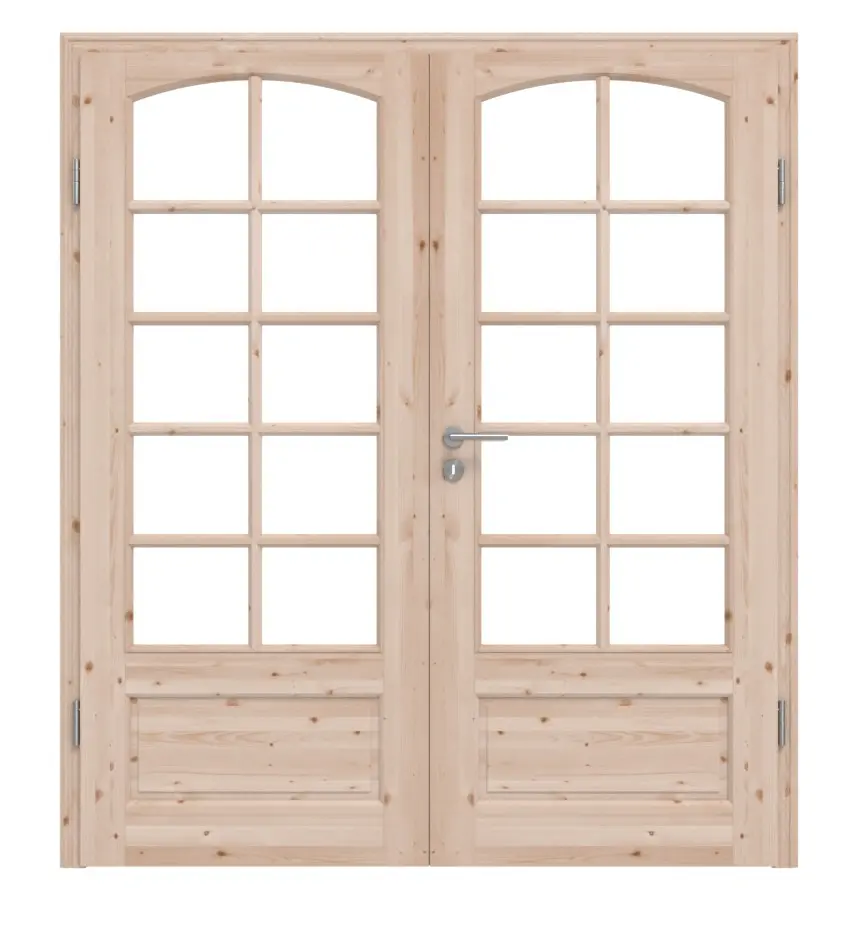 KILSGAARD Drzwi podwójne Typ 02 Świerk Lite drewno z przeszkleniem SP-10-B z ościeżnicą