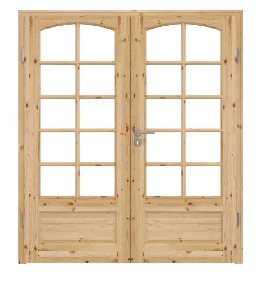 KILSGAARD Drzwi podwójne Typ 02 Sosna Lite drewno z przeszkleniem SP-10-B z ościeżnicą