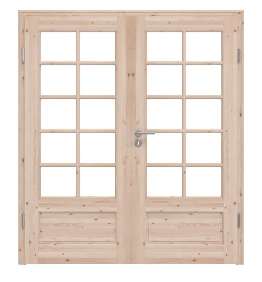 Widok frontowy typu 02-SP 10 Świerk drewno lite drzwi dwuskrzydłowe z ościeżnicą - Kilsgaard