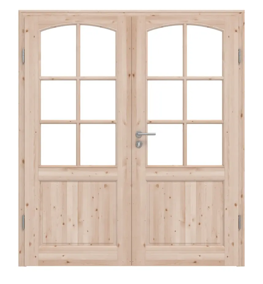 KILSGAARD drzwi dwuskrzydłowe typ 02 świerk lite drewno ze szprosem SP-6-B i ościeżnicą