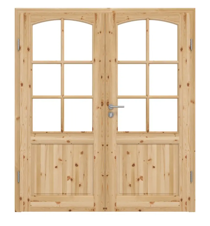 KILSGAARD drzwi dwuskrzydłowe Typ 02 sosna drewno lite ze szprosem SP-6-B z ościeżnicą
