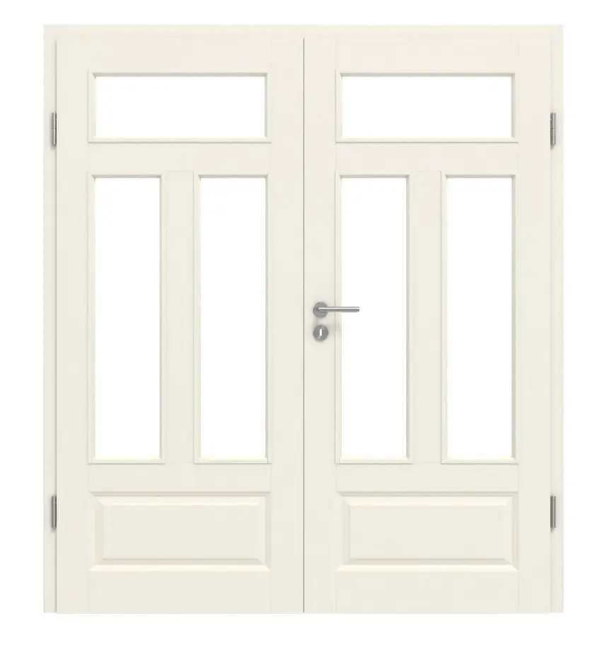 KILSGAARD drzwi dwuskrzydłowe Typ 20-04 N biały lakier z przeszkleniem LA-3 z ościeżnicą.