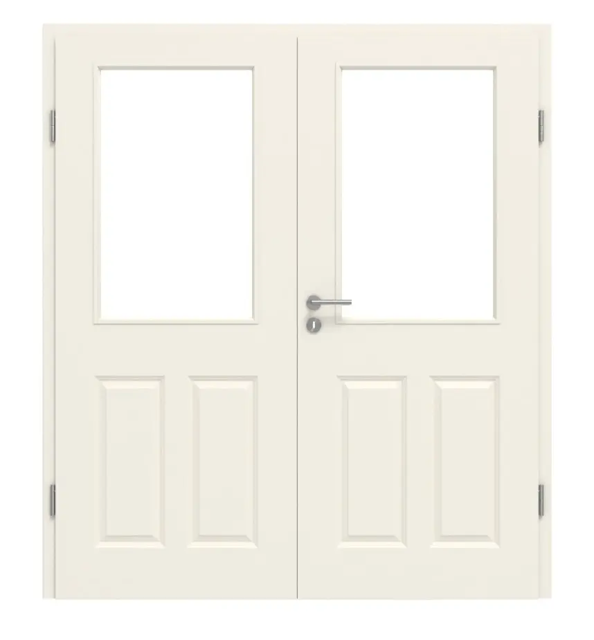 KILSGAARD drzwi dwuskrzydłowe typ 20-04 białe lakierowane z przeszkleniem i ościeżnicą