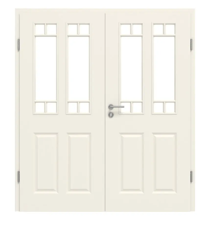 KILSGAARD drzwi dwuskrzydłowe Typ 20-04 białe lakierowane z ramą szprosową SF-5-2 i ościeżnicą