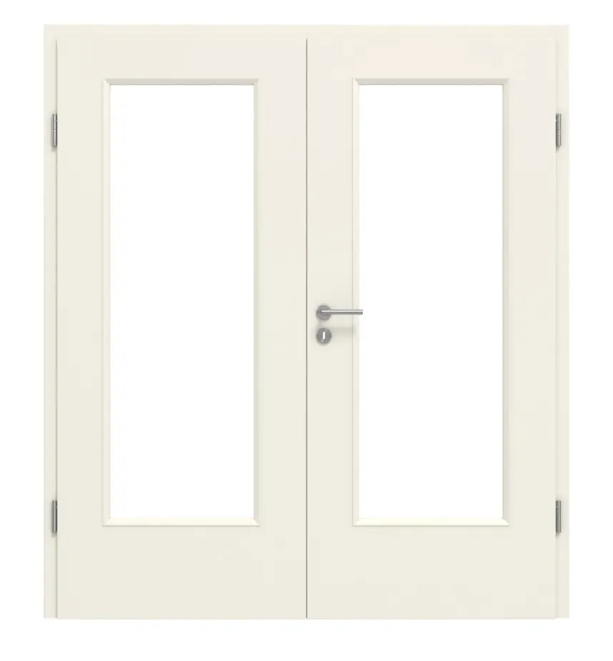 KILSGAARD Drzwi podwójne Typ 42 Białe lakierowane z przeszkleniem z ościeżnicą