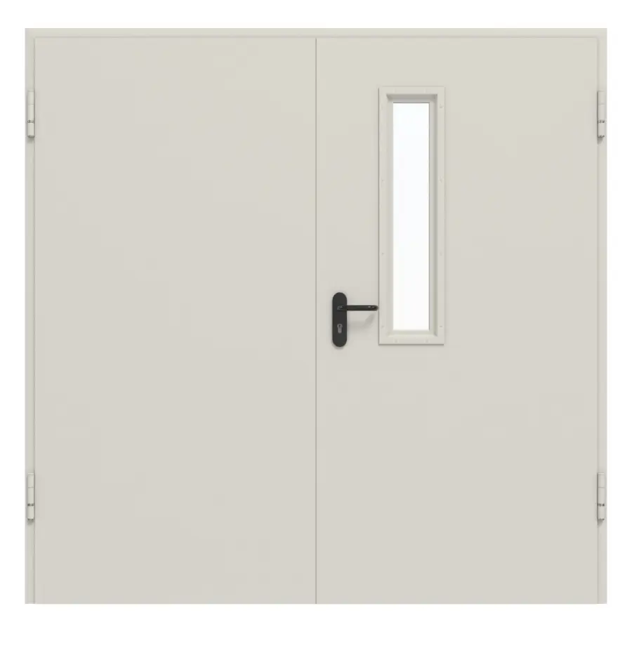Widok frontowy – zestaw drzwi wewnętrzne stal, drzwi wielofunkcyjne D65-2 OD z LA-B1 w aktywne skrzydło z ościeżnica DryFix – Hörmann
