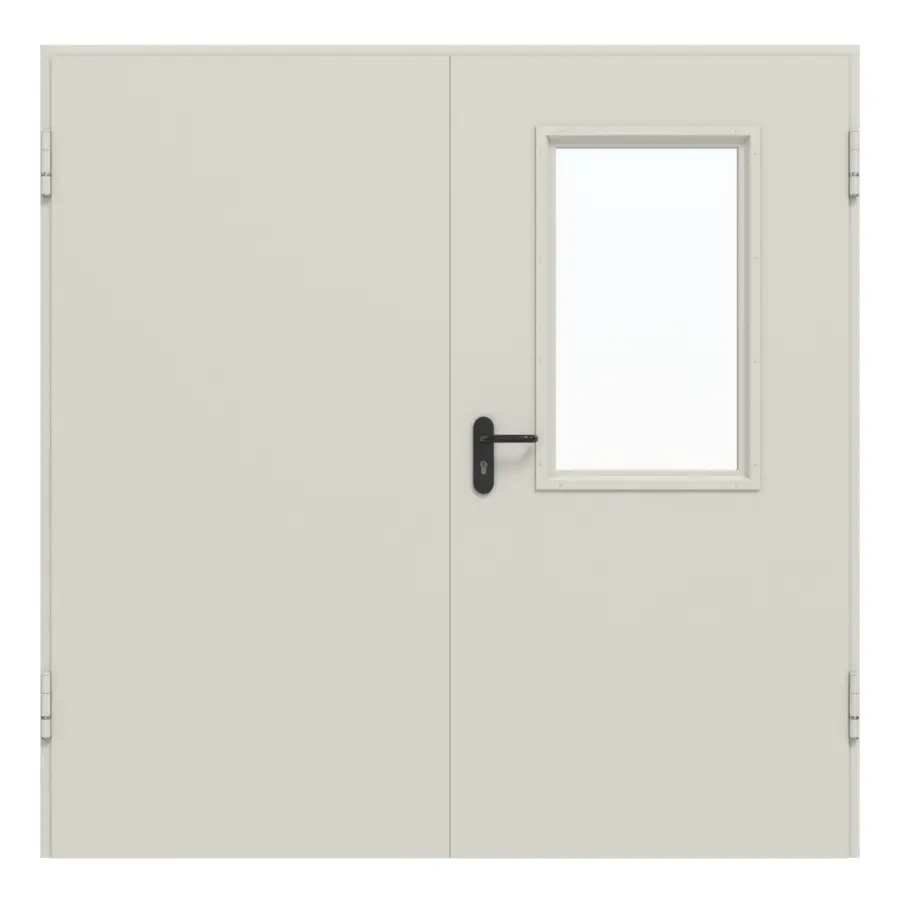 Widok frontowy zestawu stalowych drzwi wewnętrznych wielofunkcyjnych D65-2 OD z LA-B2 w aktywnym skrzydle z ościeżnicą blokową - Hörmann