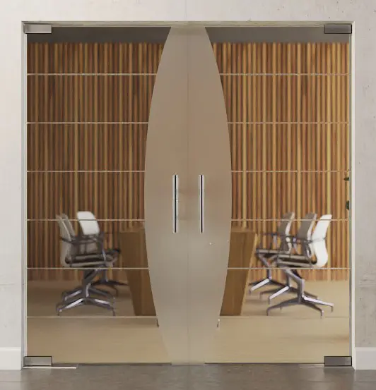 Zdjęcie motywu Amara matowy 2-skrzydłowe drzwi wahadłowe szklane DORMA Mundus BTS wariant 4 - Erkelenz