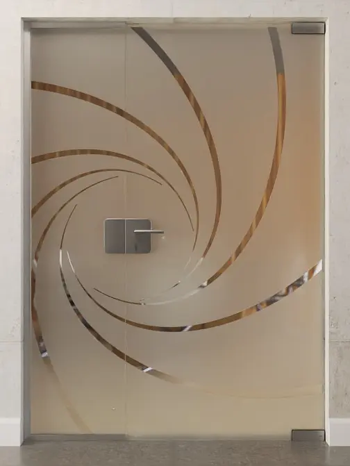 Zdjęcie drzwi całoszklanych z przezroczystym motywem Cristall ze stałym elementem bocznym DORMA Mundus wariant 1 - Erkelenz