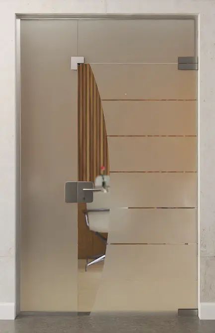 Zdjęcie drzwi całoszklanych Amara, motyw przezroczysty, ze stałym elementem bocznym i naświetlem, DORMA Mundus Wariant 6 - Erkelenz