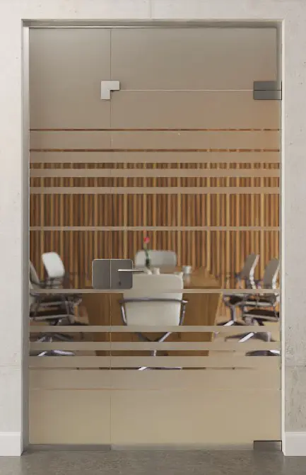 Zdjęcie drzwi całoszklanych Selina motyw przezroczysty ze stałym elementem bocznym i naświetlem DORMA Mundus wariant 6 - Erkelenz