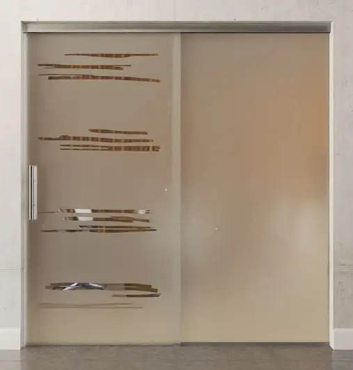 Zdjęcie drzwi przesuwnych szklanych Bukarest motyw przezroczysty ze stałym elementem bocznym Sigma Flexible Wariant 1 - Erkelenz