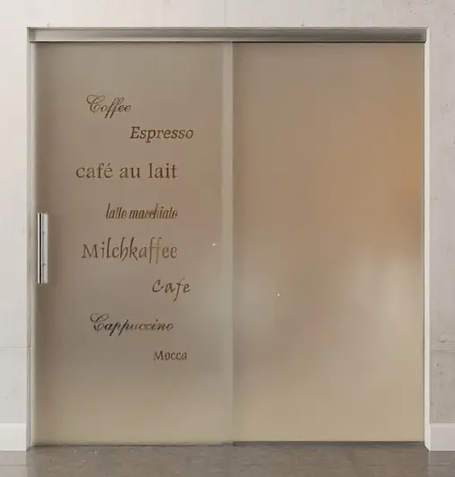 Widok frontowy, motyw Büro von Cafe 2, przezroczyste drzwi przesuwne szklane ze stałym elementem bocznym Sigma Flexible wariant 1 - Erkelenz