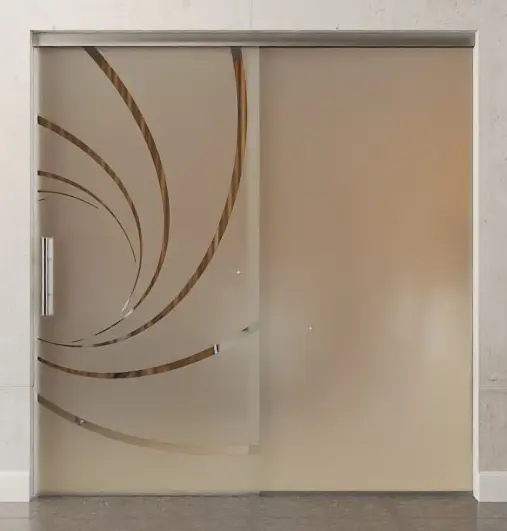 Widok frontowy drzwi przesuwnych szklanych Biuro marki Cristall, motyw przezroczysty, ze stałym elementem bocznym Sigma Flexible wariant 1 - Erkelenz.