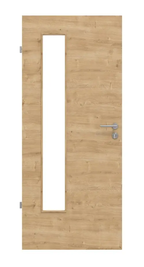 Widok frontowy z dębu sękatego wzdłuż LA 24 po stronie zawiasów Basic Durat drzwi wewnętrzne - Huga