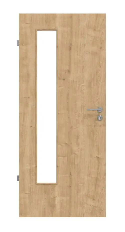 Widok frontowy dąb sękaty LA 24 po stronie zawiasów Basic Durat drzwi wewnętrzne - Huga