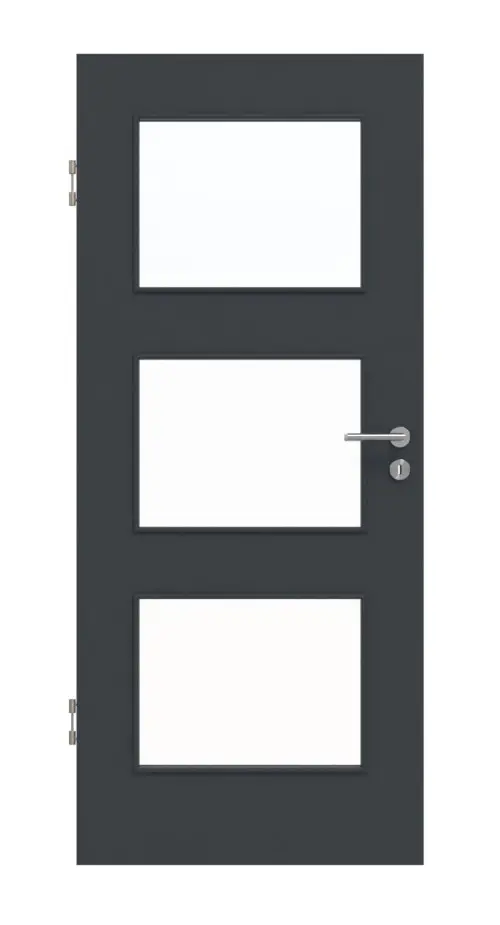 Widok frontowy drzwi wewnętrznych lakierowanych Basic, antracyt RAL 7016 LA 11 - Huga