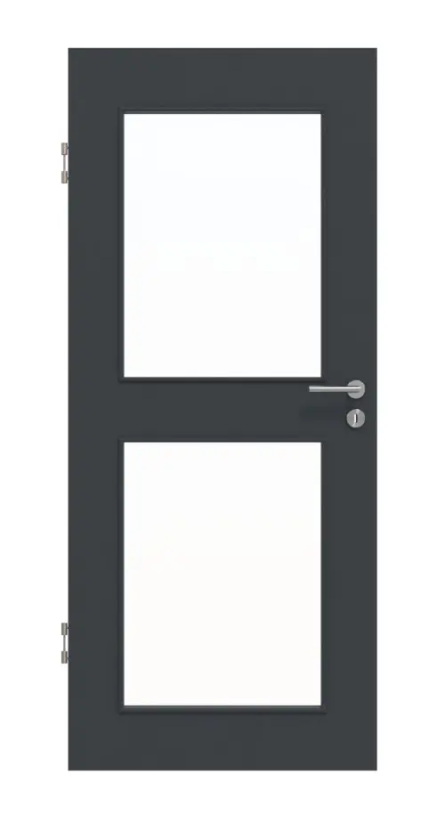 Widok frontowy drzwi wewnętrznych lakierowanych Basic LA 12, antracyt RAL 7016 - Huga