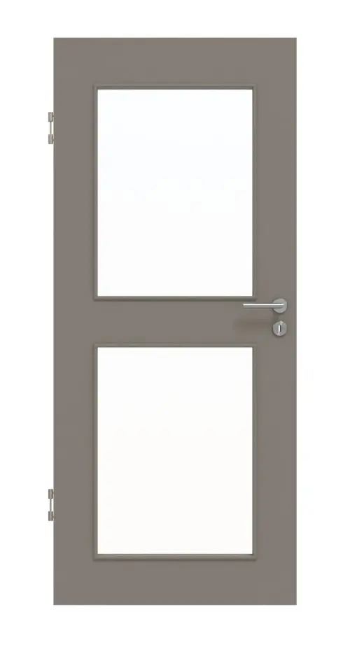 Widok frontowy drzwi wewnętrznych lakierowanych Basic LA 12 RAL 7048 taupe (kolor ciemnoszaro-brązowy) - Huga