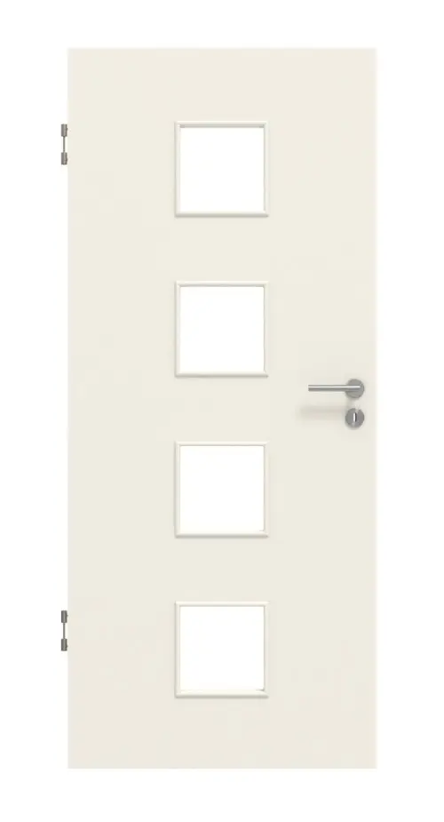 Widok frontowy lakierowanych drzwi wewnętrznych biały podobny do RAL 9010 LA 14 Basic - Huga