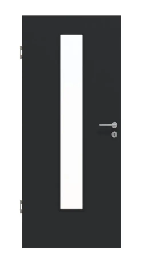 Widok frontowy drzwi wewnętrznych antracyt RAL 7016 LA 24 na środku lakier matowy Basic - Huga