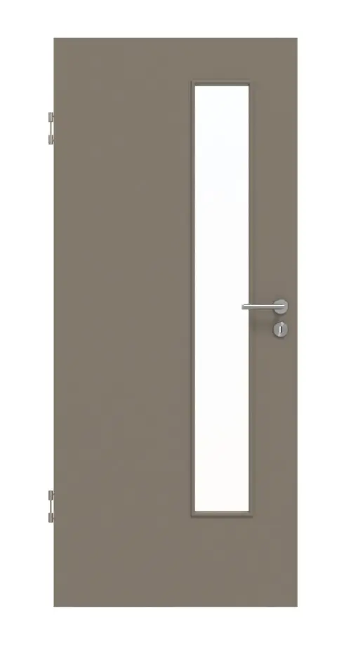 Widok frontowy taupe (kolor ciemnoszaro-brązowy) RAL 7048 LA 24 od strony zamka lakier matowy Basic drzwi wewnętrzne - Huga