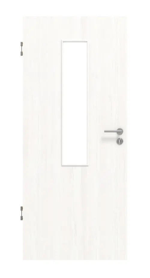 Widok frontowy drzwi wewnętrznych biel pino 4 LA na środku Basic Durat - Huga