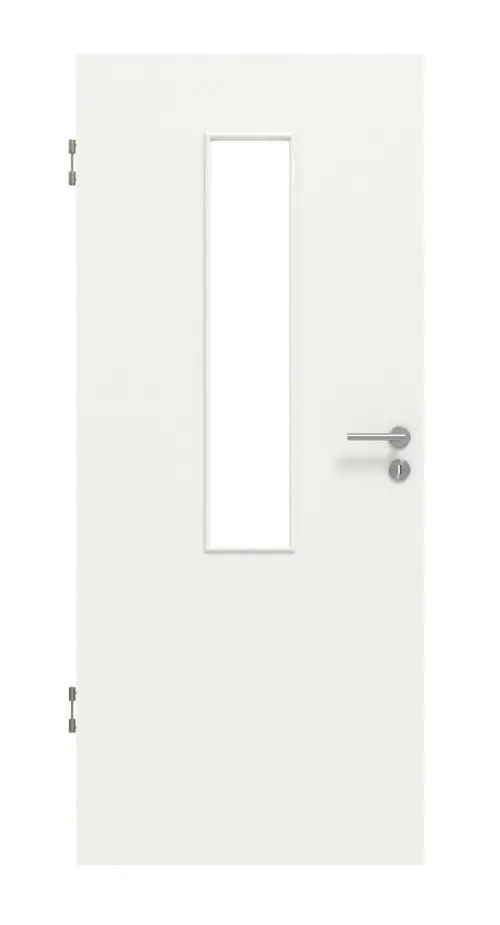 Widok frontowy biały RAL 9016 4 LA na środku Basic Durat drzwi wewnętrzne - Huga