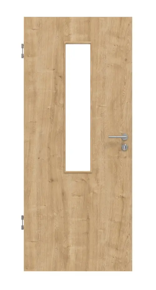 Widok frontowy drzwi wewnętrznych dąb sękaty 4 LA na środku Basic Durat - Huga
