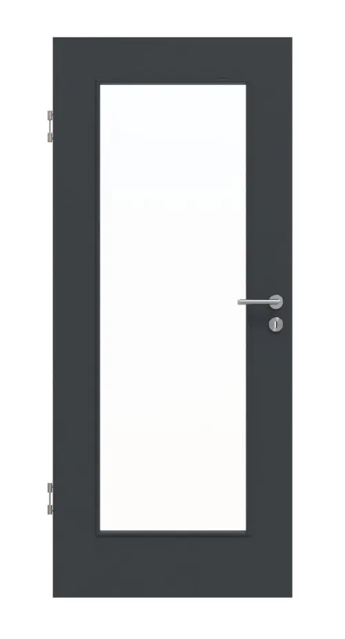 Widok frontowy drzwi wewnętrznych lakierowanych Basic antracyt RAL 7016 LA 8 - Huga
