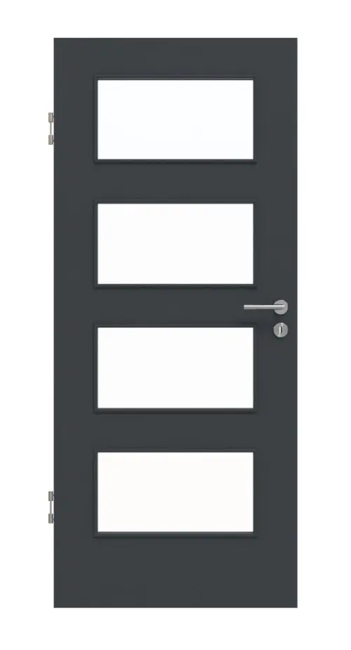 Widok frontowy lakierowanych drzwi wewnętrznych Basic antracyt RAL 7016 LA 9 - Huga