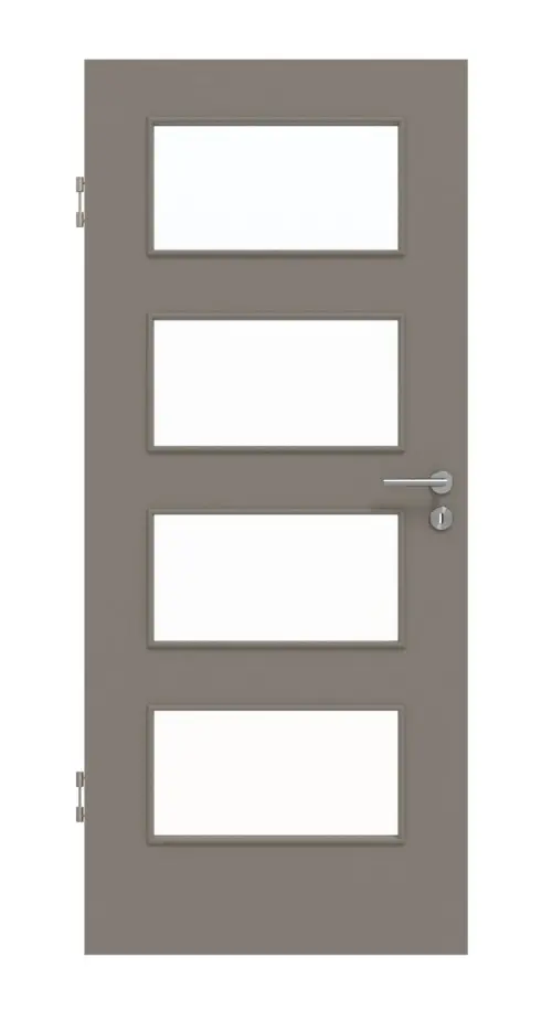 Widok frontowy drzwi wewnętrznych Huga, lakierowane Basic, LA 9, taupe (kolor ciemnoszaro-brązowy) RAL 7048