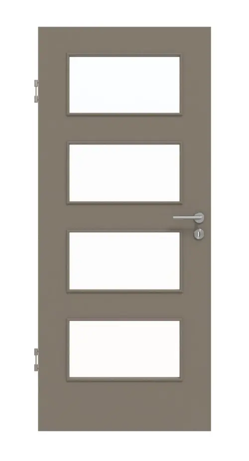 Widok frontowy drzwi wewnętrznych Huga Basic, lakier matowy, taupe (kolor ciemnoszaro-brązowy) RAL 7048, LA 9