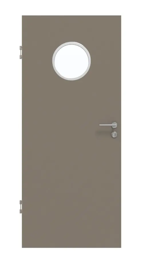 Widok frontowy: drzwi wewnętrzne, kolor taupe (kolor ciemnoszaro-brązowy) RAL 7048, LA bulaj, lakier matowy Basic - Huga