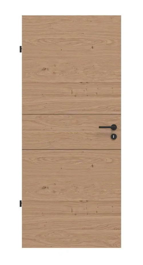 Widok frontowy marki HÖRMANN drzwi wewnętrzne Black 29 wzdłuż dąb sękaty matowy fornirowane drewnem naturalnym