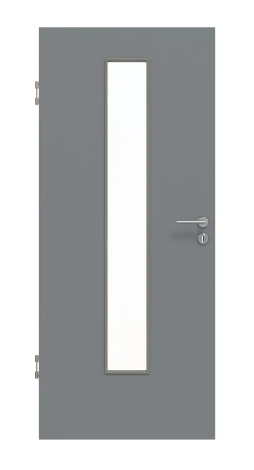 Widok frontowy drzwi wewnętrznych Basic, Hygge szary ultramatowy, LA 24 na środku - Huga